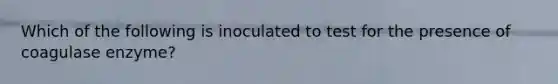 Which of the following is inoculated to test for the presence of coagulase enzyme?