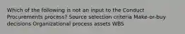 Which of the following is not an input to the Conduct Procurements process? Source selection criteria Make-or-buy decisions Organizational process assets WBS