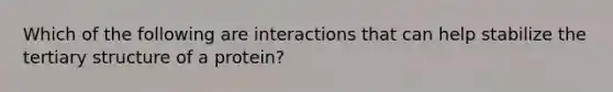 Which of the following are interactions that can help stabilize the tertiary structure of a protein?