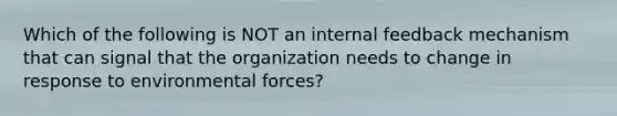 Which of the following is NOT an internal feedback mechanism that can signal that the organization needs to change in response to environmental forces?