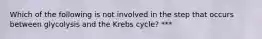 Which of the following is not involved in the step that occurs between glycolysis and the Krebs cycle? ***