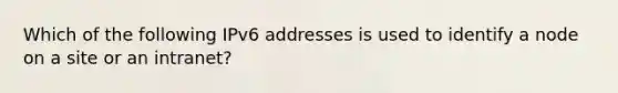 Which of the following IPv6 addresses is used to identify a node on a site or an intranet?