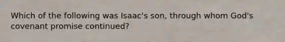 Which of the following was Isaac's son, through whom God's covenant promise continued?