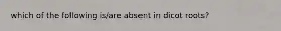 which of the following is/are absent in dicot roots?