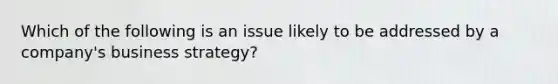 Which of the following is an issue likely to be addressed by a company's business strategy?