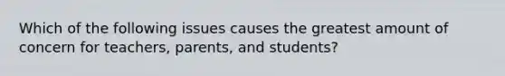 Which of the following issues causes the greatest amount of concern for teachers, parents, and students?