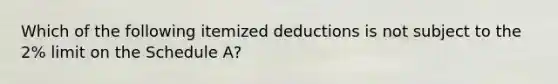 Which of the following itemized deductions is not subject to the 2% limit on the Schedule A?