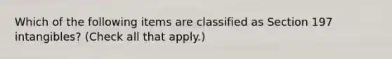 Which of the following items are classified as Section 197 intangibles? (Check all that apply.)