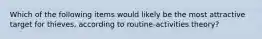 Which of the following items would likely be the most attractive target for thieves, according to routine-activities theory?