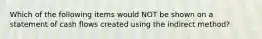 Which of the following items would NOT be shown on a statement of cash flows created using the indirect method?