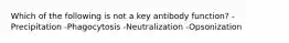 Which of the following is not a key antibody function? -Precipitation -Phagocytosis -Neutralization -Opsonization