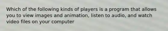 Which of the following kinds of players is a program that allows you to view images and animation, listen to audio, and watch video files on your computer