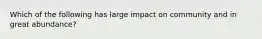 Which of the following has large impact on community and in great abundance?