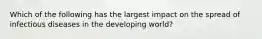 Which of the following has the largest impact on the spread of infectious diseases in the developing world?