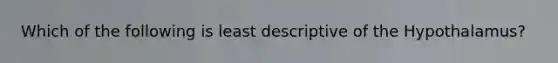 Which of the following is least descriptive of the Hypothalamus?