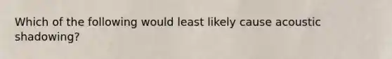 Which of the following would least likely cause acoustic shadowing?