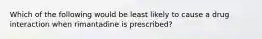 Which of the following would be least likely to cause a drug interaction when rimantadine is prescribed?