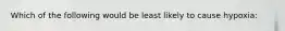 Which of the following would be least likely to cause hypoxia: