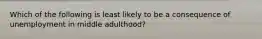 Which of the following is least likely to be a consequence of unemployment in middle adulthood?