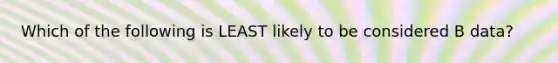 Which of the following is LEAST likely to be considered B data?