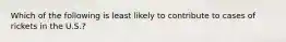 Which of the following is least likely to contribute to cases of rickets in the U.S.?