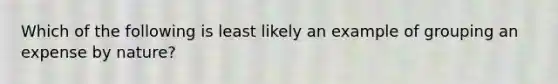 Which of the following is least likely an example of grouping an expense by nature?