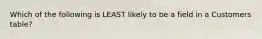 Which of the following is LEAST likely to be a field in a Customers table?