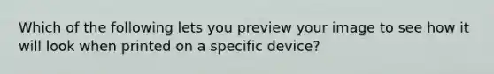 Which of the following lets you preview your image to see how it will look when printed on a specific device?