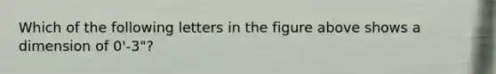 Which of the following letters in the figure above shows a dimension of 0'-3"?
