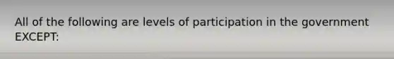 All of the following are levels of participation in the government EXCEPT: