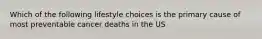 Which of the following lifestyle choices is the primary cause of most preventable cancer deaths in the US