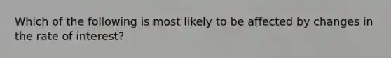 Which of the following is most likely to be affected by changes in the rate of interest?