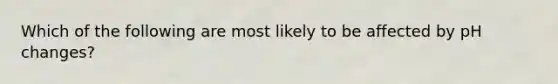 Which of the following are most likely to be affected by pH changes?