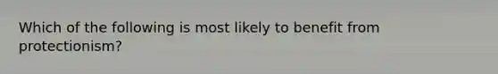 Which of the following is most likely to benefit from protectionism?