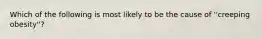 Which of the following is most likely to be the cause of ''creeping obesity''?