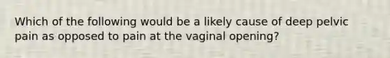 Which of the following would be a likely cause of deep pelvic pain as opposed to pain at the vaginal opening?