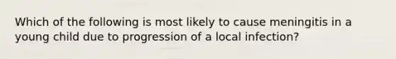 Which of the following is most likely to cause meningitis in a young child due to progression of a local infection?