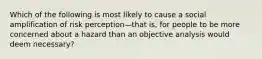 Which of the following is most likely to cause a social amplification of risk perception—that is, for people to be more concerned about a hazard than an objective analysis would deem necessary?