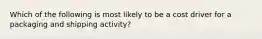 Which of the following is most likely to be a cost driver for a packaging and shipping activity?