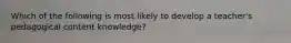 Which of the following is most likely to develop a teacher's pedagogical content knowledge?