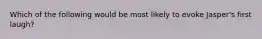 Which of the following would be most likely to evoke Jasper's first laugh?