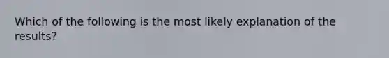 Which of the following is the most likely explanation of the results?