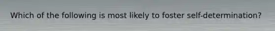 Which of the following is most likely to foster self-determination?