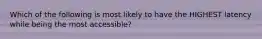 Which of the following is most likely to have the HIGHEST latency while being the most accessible?