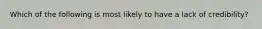 Which of the following is most likely to have a lack of credibility?