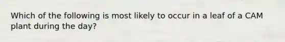 Which of the following is most likely to occur in a leaf of a CAM plant during the day?