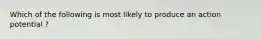 Which of the following is most likely to produce an action potential ?