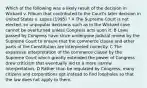 Which of the following was a likely result of the decision in Wickard v. Filburn that contributed to the Court's later decision in United States v. Lopez (1995) ? A The Supreme Court is not elected, so unpopular decisions such as in the Wickard case cannot be overturned unless Congress acts upon it. B Laws passed by Congress have since undergone judicial review by the Supreme Court to ensure that the commerce clause and other parts of the Constitution are interpreted correctly. C The expansive interpretation of the commerce clause by the Supreme Court which greatly extended the power of Congress drew criticism that eventually led to a more narrow interpretation. D Rather than be regulated by Congress, many citizens and corporations opt instead to find loopholes so that the law does not apply to them.