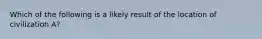 Which of the following is a likely result of the location of civilization A?