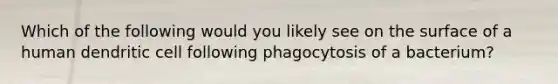 Which of the following would you likely see on the surface of a human dendritic cell following phagocytosis of a bacterium?